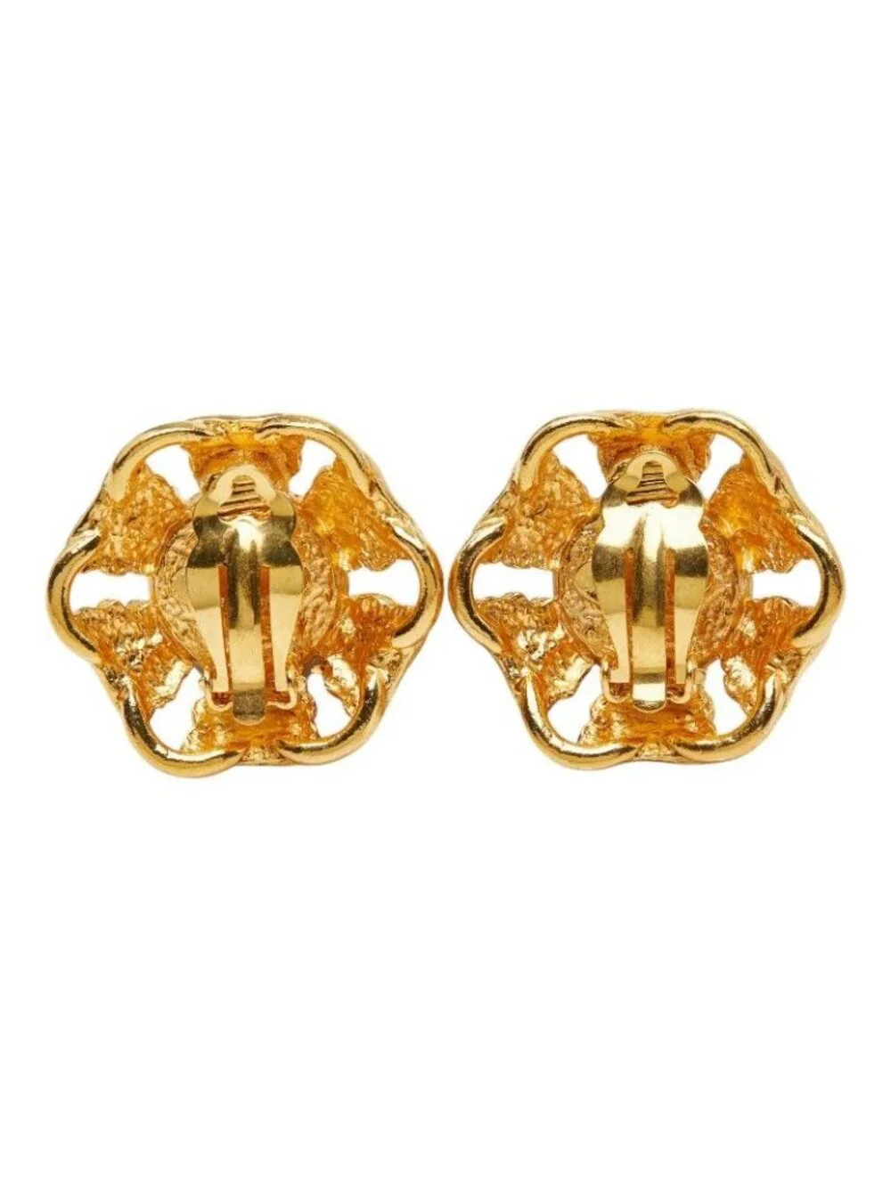 Chanel CC Logo Earrings Gold Plated Tiger